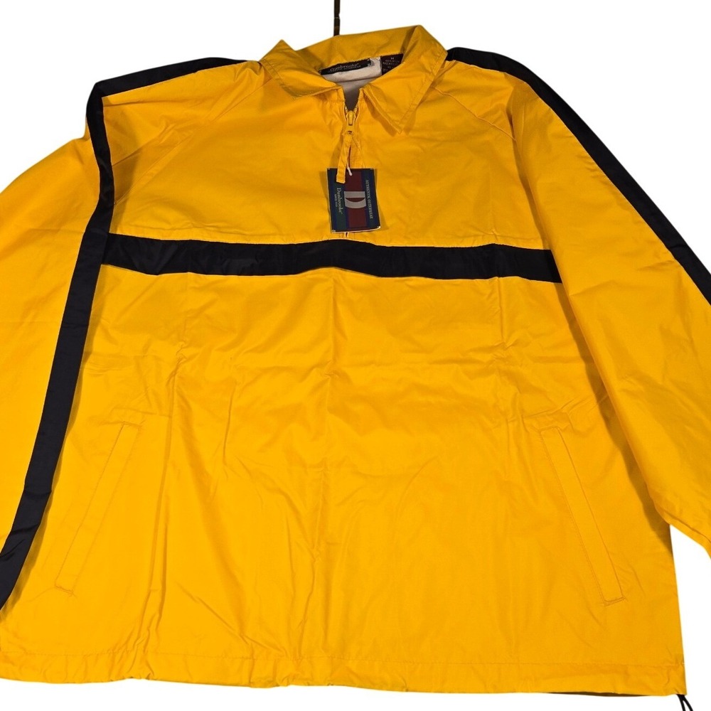 Dunbrooke Mens Yellow Navy Stripe Half Zip Windbreaker Jacket Medium NWT